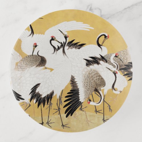 Japanese Flock Cranes Vintage Bird Rich Classic Trinket Tray