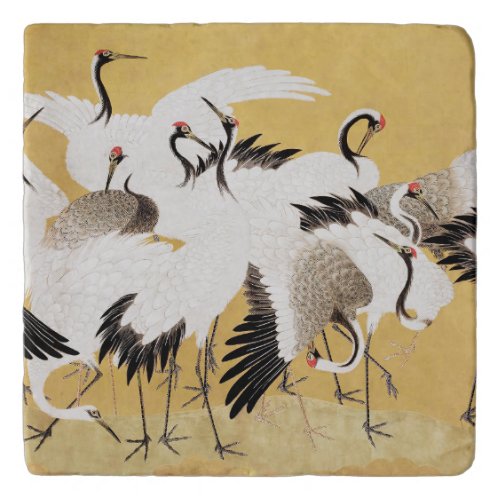 Japanese Flock Cranes Vintage Bird Rich Classic Trivet