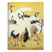 Japanese Flock of Cranes, Vintage printing,
