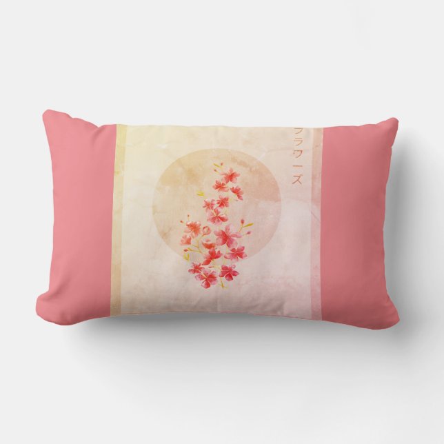 Japanese floral autumn blossoms  lumbar pillow (Front)