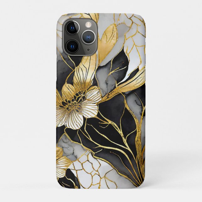 Japanese Floral Black Gold Case-Mate iPhone Case (Back)