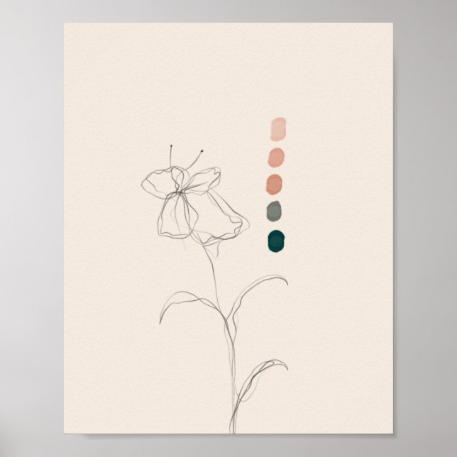 Japanese Floral & Color Palette Poster (Front)