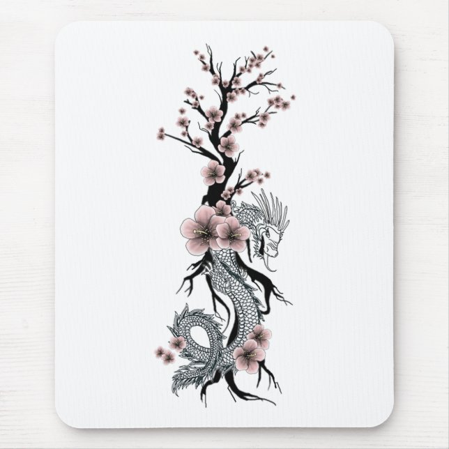 Japanese Floral Dragon Mousepad (Front)