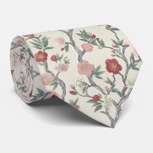 Japanese Floral Garden Pattern Neck Tie
