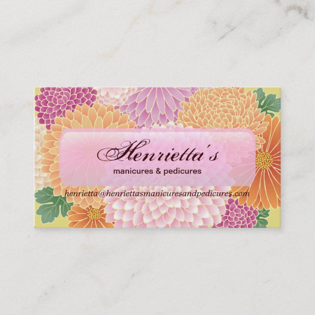 Japanese Floral Kimono Pattern Fine Art Business Card (Front)