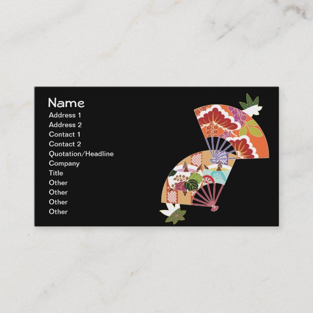 Japanese Floral Kimono Pattern Fine Art Business Card (Front)