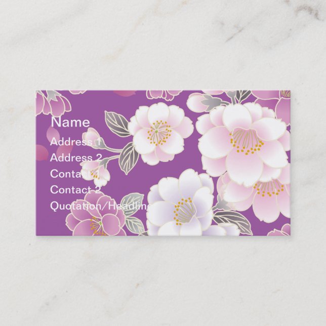 Japanese Floral Kimono Pattern Fine Art Business Card (Front)