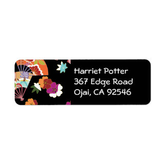 Japanese Floral Kimono Pattern Fine Art Label