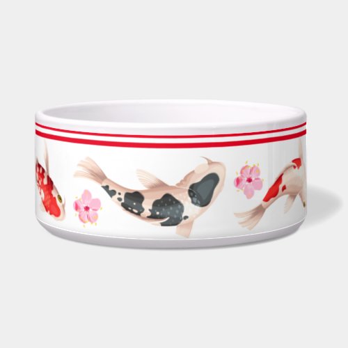Japanese Floral KOI FISH white and red Bowl