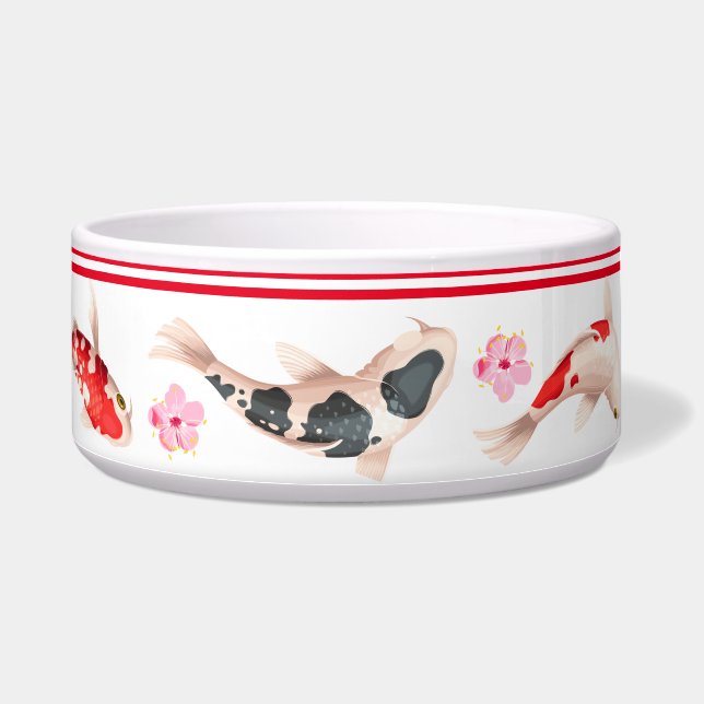 Japanese Floral KOI FISH white and red Bowl (Right)