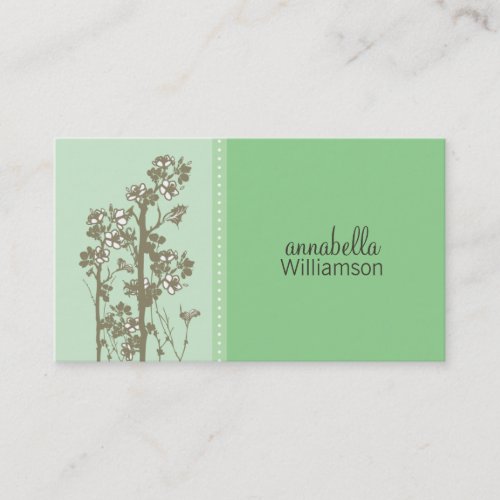 Japanese Floral Ocean Green Business Card