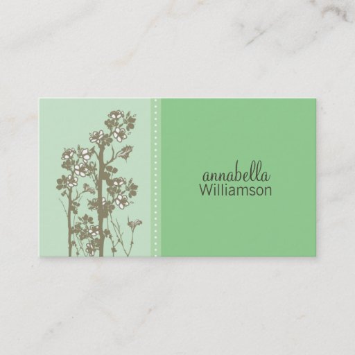 Customizable Japanese Floral Ocean Green Business Card