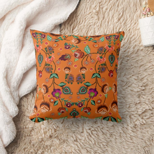 Japanese Floral Pattern  Throw Pillow (Blanket)