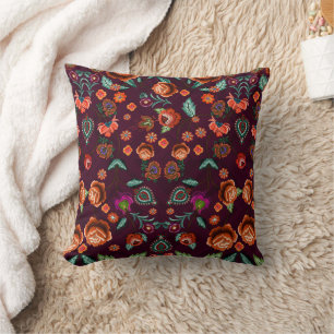 Japanese Floral Pattern Throw Pillow