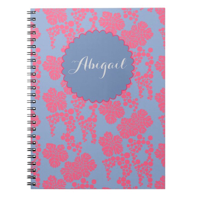 Japanese Floral Print - Pink Personalized Notebook