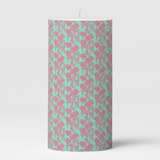 Japanese Floral Print - Pink & Teal Candle