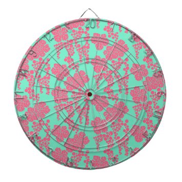 Japanese Floral Print - Pink & Teal Dart Board