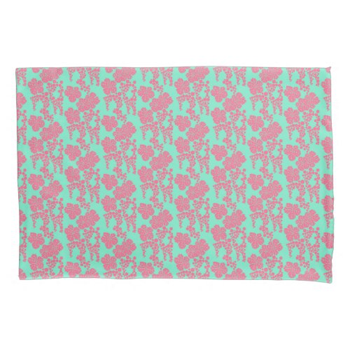 Japanese Floral Print _ Pink  Teal Pillowcases