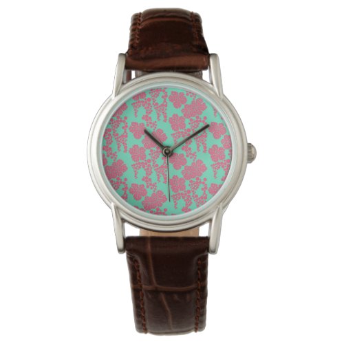 Japanese Floral Print _ Pink  Teal Watch