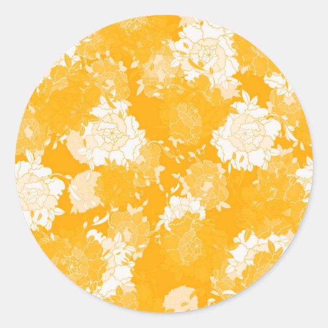 Japanese floral red patterns. classic round sticker (Front)