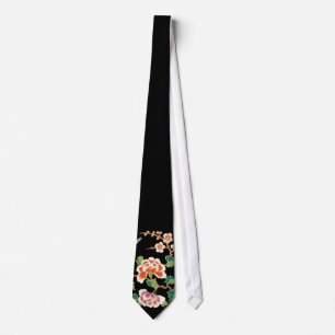 Japanese Floral Tattoo Art Tie