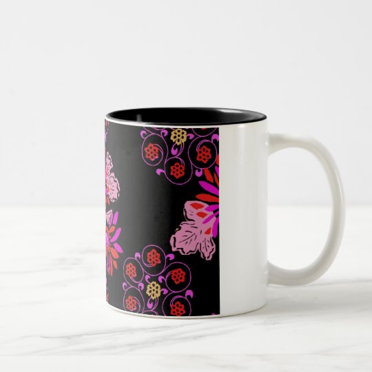 japanese floral Two-Tone coffee mug