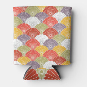 Japanese Floral Wave: Colorful Vintage Can Cooler