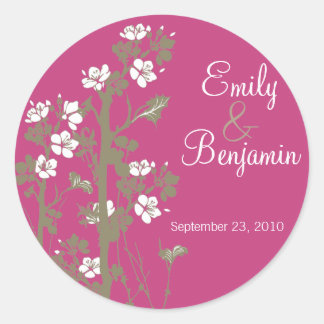 Japanese Floral Wedding Invitation Seal : hot pink