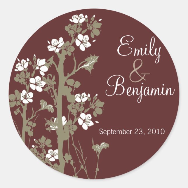 Japanese Floral Wedding Invitation Seal : maroon (Front)