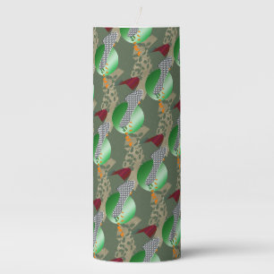Japanese Flower Garden Pastel Pop Art Pillar Candle