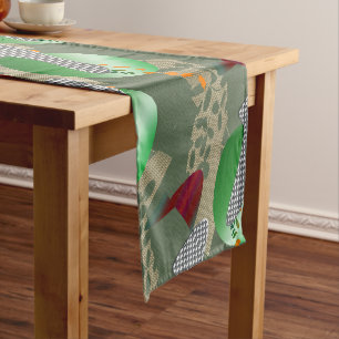 Japanese Flower Garden Pastel Pop Art Short Table Runner