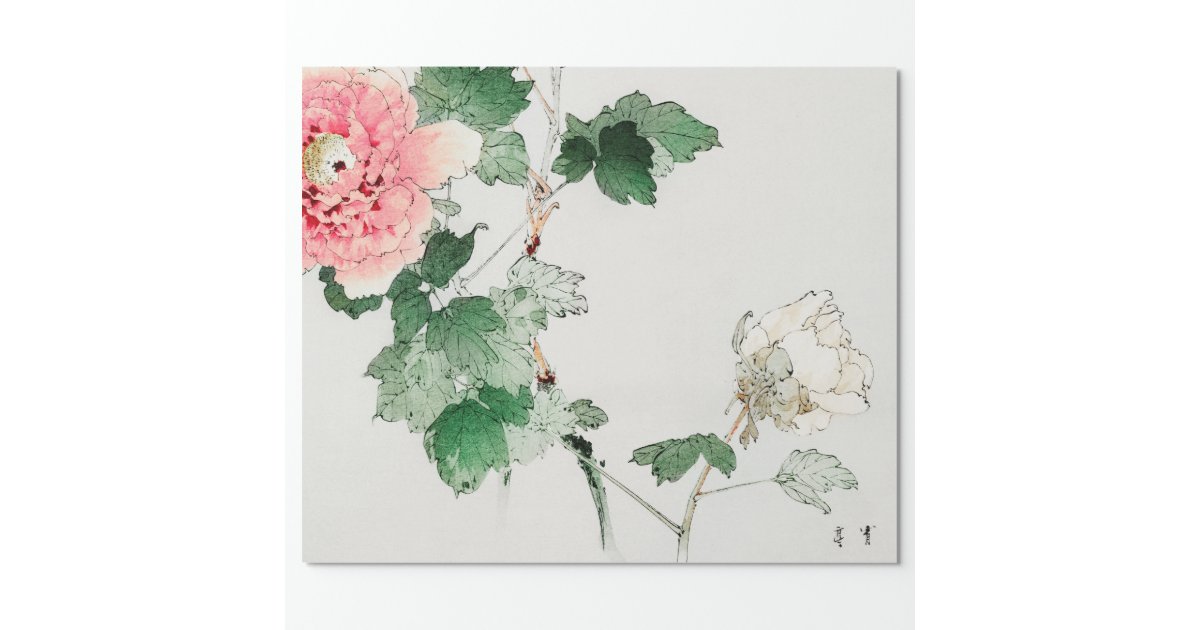 JAPANESE FLOWER WOODBLOCK PRINT Wrapping Paper | Zazzle