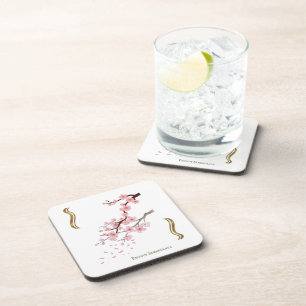 Japanese Flowering Cherry under glass Beverage Coaster