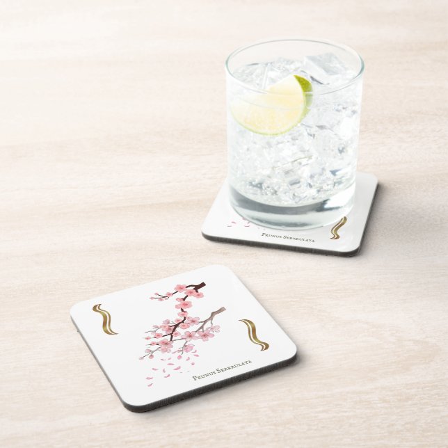 Japanese Flowering Cherry under glass Beverage Coaster (Right Side)