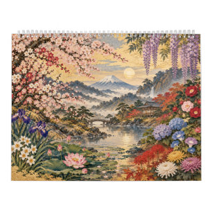 Japanese Flowers 2027 Calendar Ukiyo-e Inspired