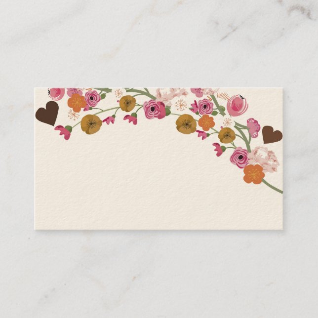 Japanese flowers and hearts Business Card (Front)