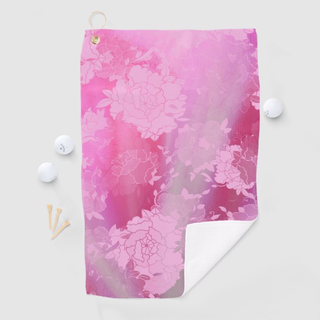 Japanese flowers pink patterns golf towel (InSitu)