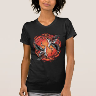 Japanese Flying Battle Cranes Asian Art T-Shirt