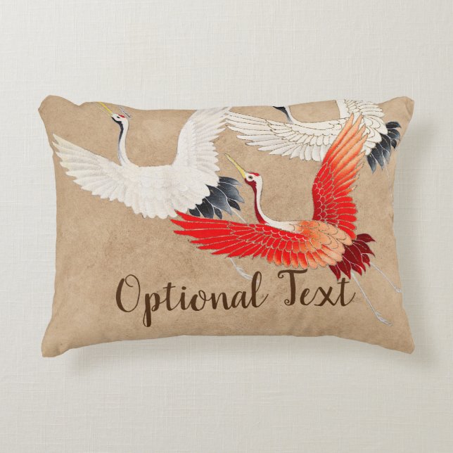 Japanese Flying Cranes Accent Pillow (Front)