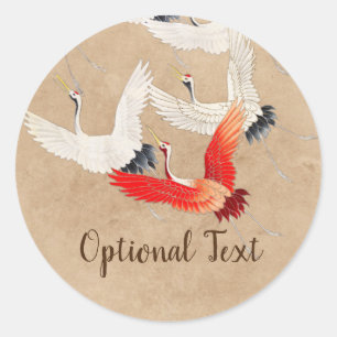 Japanese Flying Cranes Classic Round Sticker