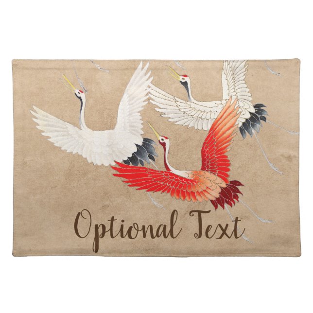 Japanese Flying Cranes Cloth Placemat (Front)