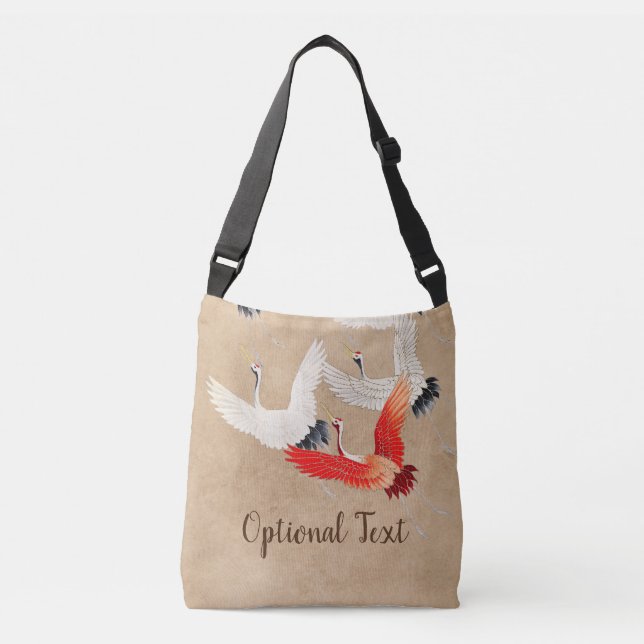 Japanese Flying Cranes Crossbody Bag (Front)