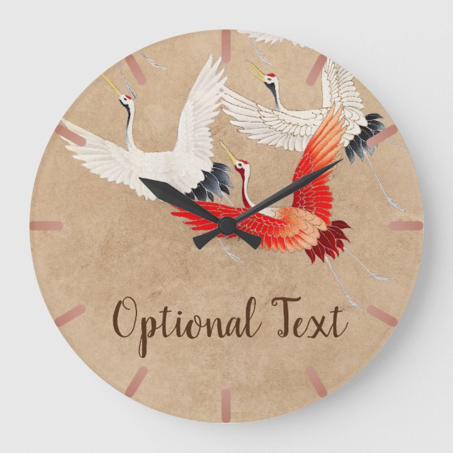 Japanese Flying Cranes Large Clock (Front)