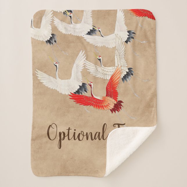 Japanese Flying Cranes Sherpa Blanket (Front)