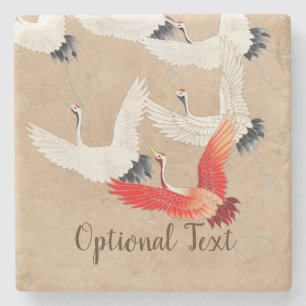 Japanese Flying Cranes Stone Coaster