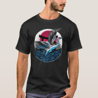 Japanese Flying Cranes with Japanese wavers Design T-Shirt