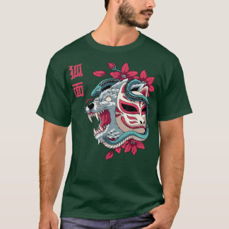 Japanese Fo Mask Kitsune Wolf Snake Japan Graphic T-Shirt