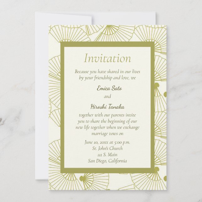 Japanese Folded Fan Wedding Invitation (Front)