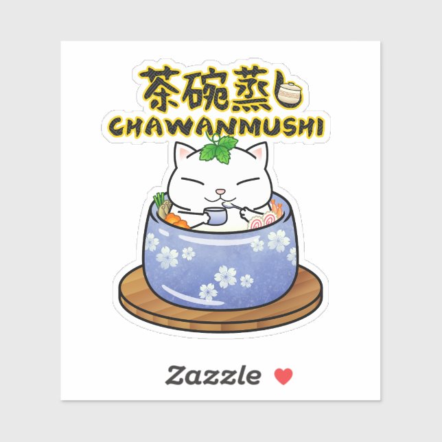 Japanese Food Chawanmushi Cat Sticker (Sheet)