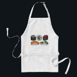 Japanese Food Cooking Cuisine Sushi Roll Foodie Adult Apron<br><div class="desc">Features an original marker illustration of an assortment of delicious Japanese sushi selections including California roll, spicy tuna roll, avocado roll, caviar roll, and salmon nigiri. Perfect for your favorite fan of Japanese food! Don't see what you're looking for? Need help with customization? Contact Rebecca to have something designed just...</div>